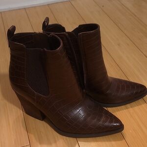 Naturalizer Dark Brown Embossed Ankle Booties